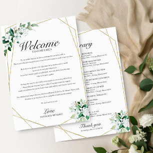 Wedding Itinerary Geometric Floral Greenery