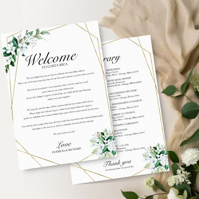 Wedding Itinerary Geometric Floral Greenery (Creator Uploaded)