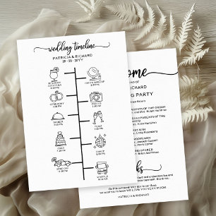Wedding Itinerary Icon Chic Script Wedding Program Thank You Card