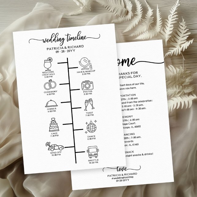 Wedding Itinerary Icon Chic Script Wedding Welcome Invitation (Creator Uploaded)