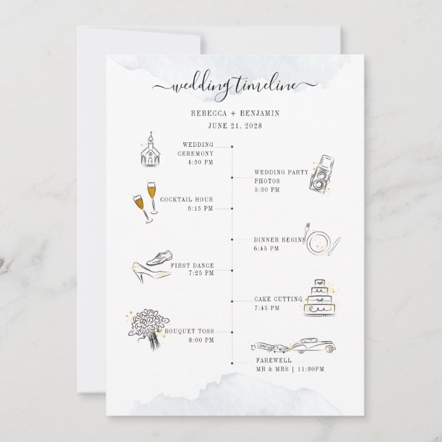 Wedding Itinerary Modern Icons Program Invitation (Front)