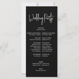 Wedding Itinerary Party Program Black White Chic