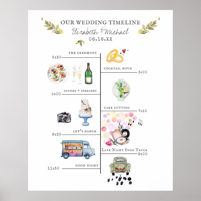 Wedding Itinerary Schedule Welcome Poster (Front)
