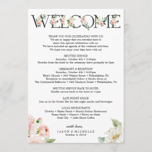 Wedding Itinerary - Wedding Welcome - Bachelorette Programme