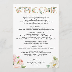 Wedding Itinerary - Wedding Welcome - Bachelorette Programme