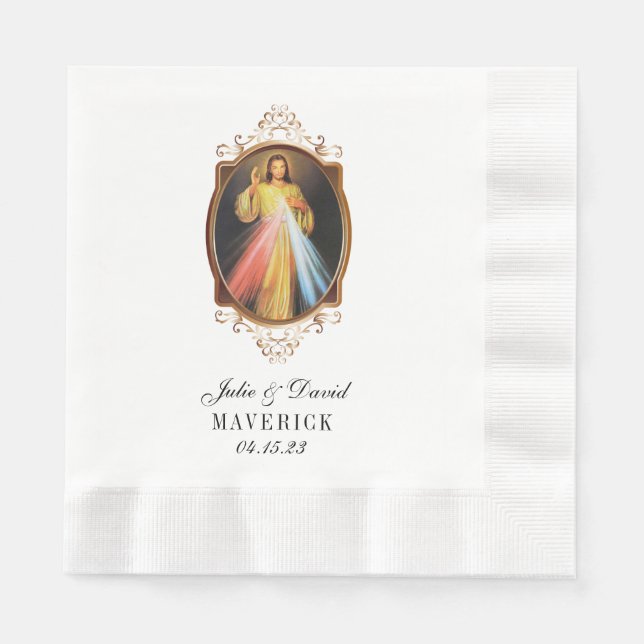 Wedding Jesus Divine Mercy Elegant  Paper Napkins (Front)