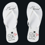 Wedding Just Married Couple Jandals<br><div class="desc">This design was created through digital art. It may be personalised by clicking the customise button and changing the colour, adding a name, initials or your favourite words. Contact me at colorflowcreations@gmail.com if you with to have this design on another product. Purchase my original abstract acrylic painting for sale at...</div>