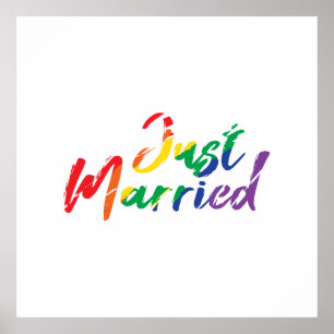 Wedding Just Married Rainbow Colourful Gift Idea Poster