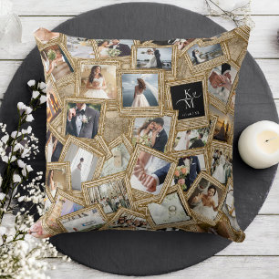 Wedding Keepsake 30 Photo Collage Gold ID1065 Cushion