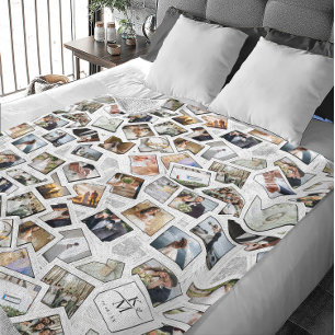 Wedding Keepsake 31 Photo Collage White ID1065 Fleece Blanket