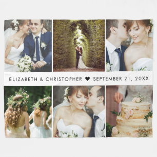 Wedding Keepsake 6 Square Photo Collage Fleece Blanket