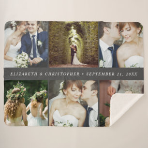 Wedding Keepsake 6 Square Photo Collage Sherpa Blanket