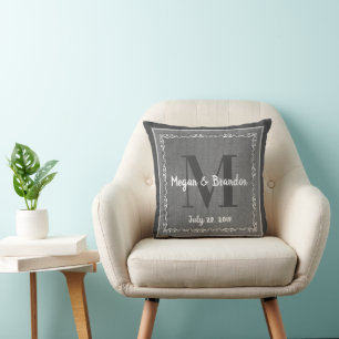 Wedding Keepsake Grey and White Cushion