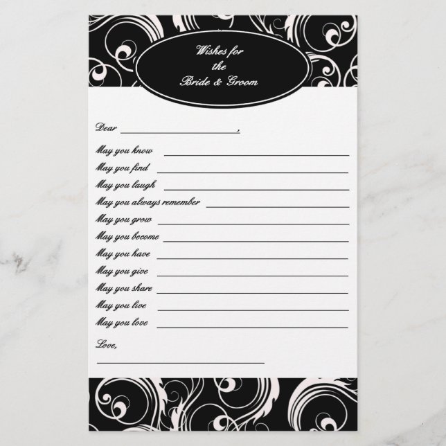 Wedding Keepsake - Wishes For Bride & Groom (Front)