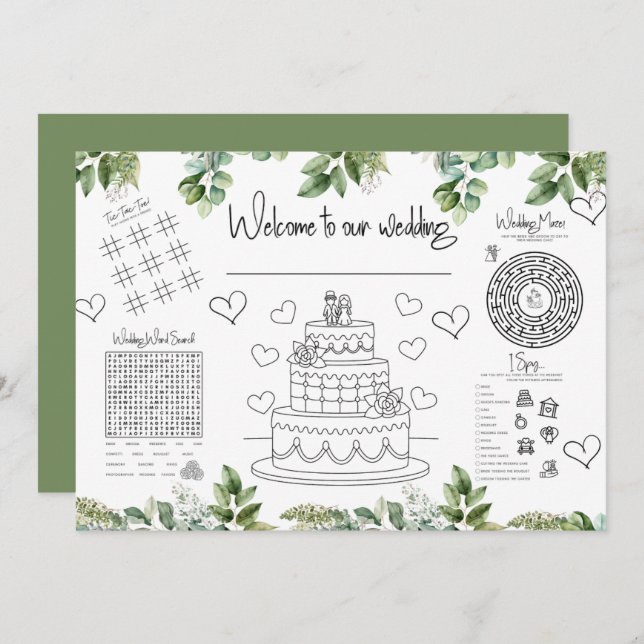 Wedding Kids Activities game Invitation (Front/Back)
