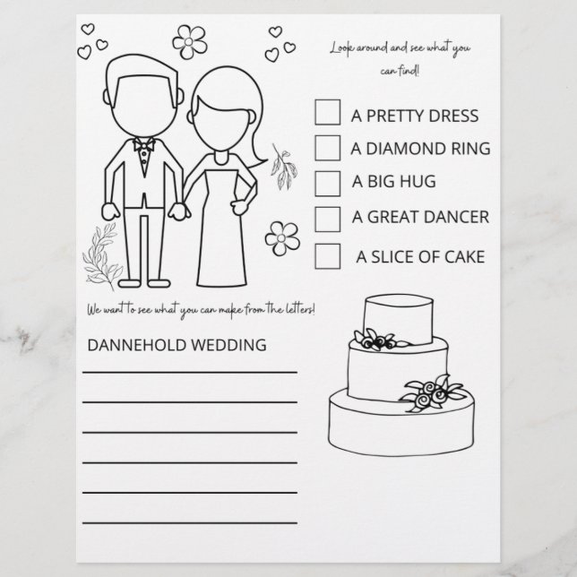 Wedding Kids Table Colouring Page Custom Letterhead (Front)