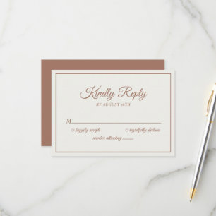 Wedding Kindly Reply Modern Mocha Brown RSVP Card
