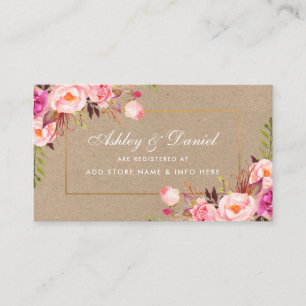 Wedding Kraft Pink Blush Gold Registry Insert Card