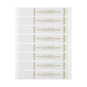 Wedding Label Gold Lace With White Damasks