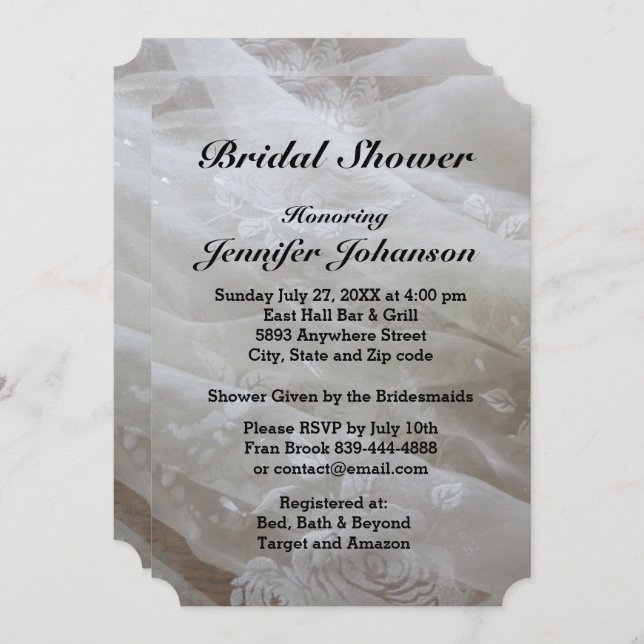 Wedding Lace Dress Image Bridal Shower Invite (Front/Back)