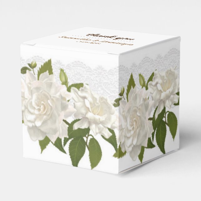 Wedding Lace Flowers Square Favour Gift Box (Front Side)