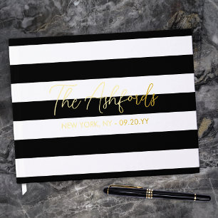 Wedding Last Namem In Gold Foil Script Guest Book