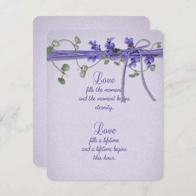 Wedding lavender and ivy border invitation (Front/Back)