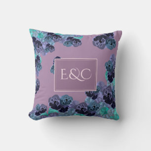 Wedding/Lavender and Teal Cottagecore Floral Cushion