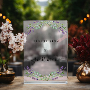 Wedding lavender eucalyptus greenery guest book acrylic sign