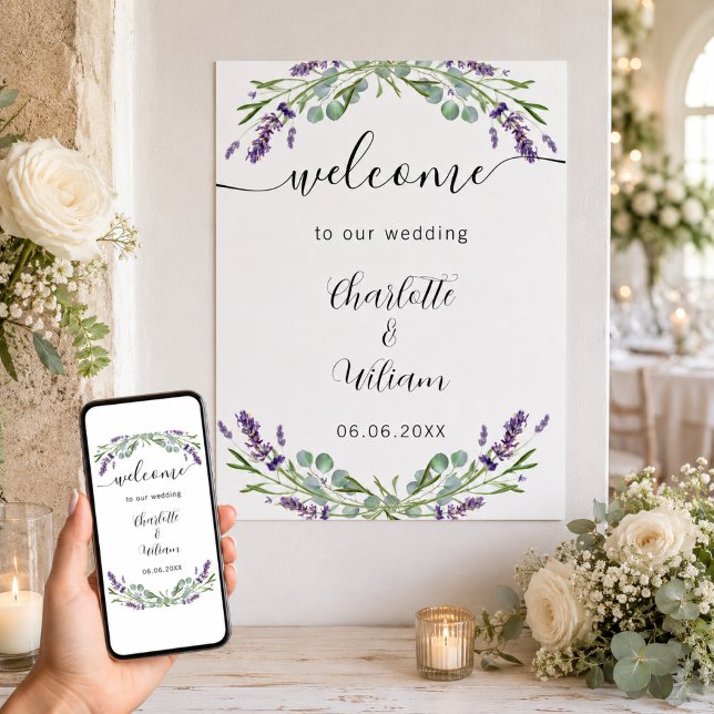 Wedding lavender eucalyptus greenery welcome poster (Creator Uploaded)