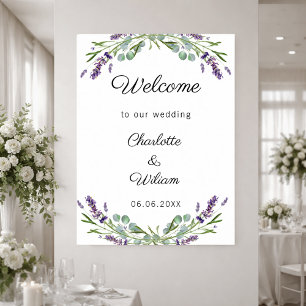 Wedding lavender eucalyptus greenery welcome poster
