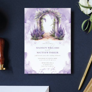 Wedding Lavender Garden QR Code Rsvp Invitation