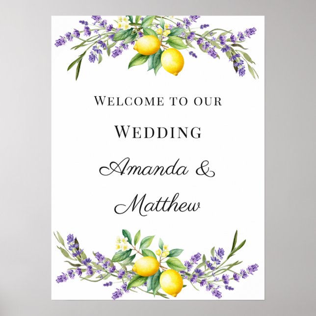 Wedding lavender lemons welcome poster (Front)