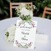 Wedding lavender pink eucalyptus greenery welcome