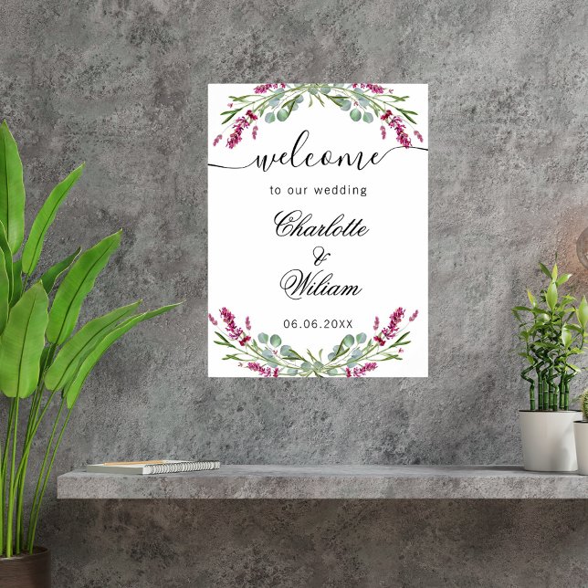 Wedding lavender pink eucalyptus greenery welcome poster (Creator Uploaded)