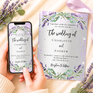 Wedding lavender silver eucalyptus greenery floral invitation