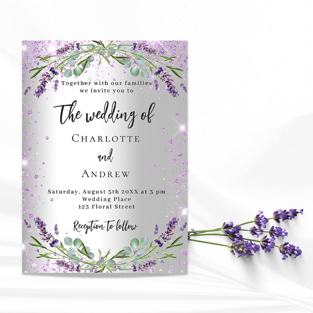 Wedding lavender silver eucalyptus greenery luxury invitation (Creator Uploaded)