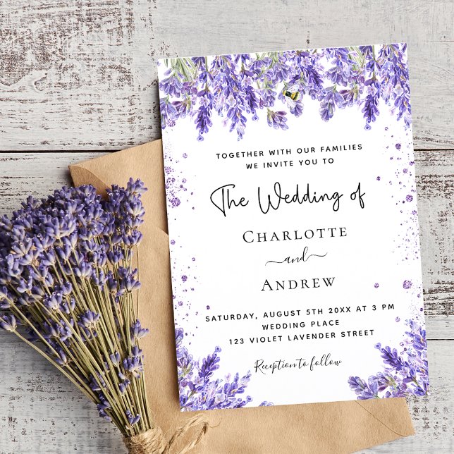 Wedding lavender violet floral luxury invitation (Creator Uploaded)