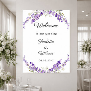 Wedding lavender watercolored welcome poster