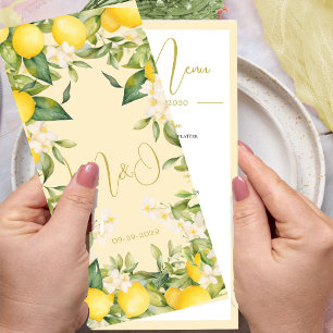 Wedding Lemon Citrus Summer Monogram Menu