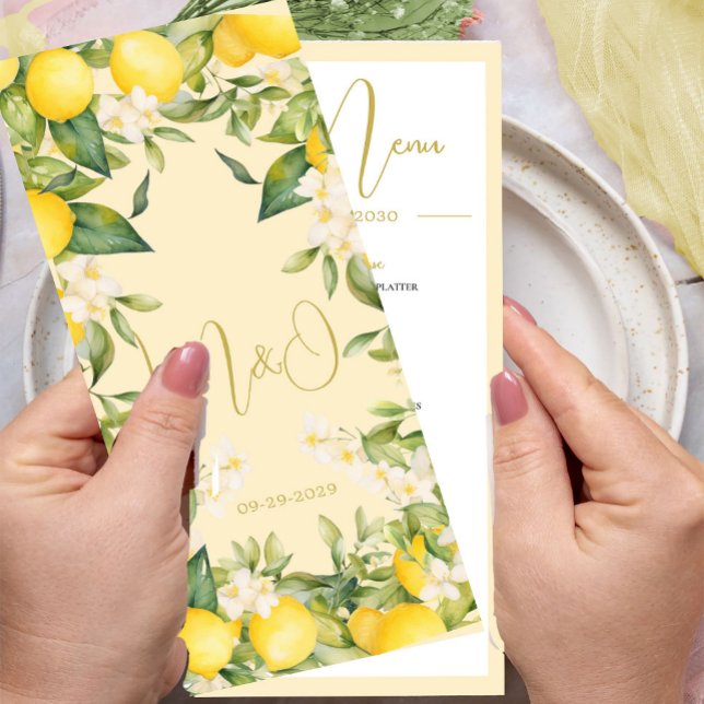  Wedding Lemon Citrus Summer Monogram Menu (Creator Uploaded)