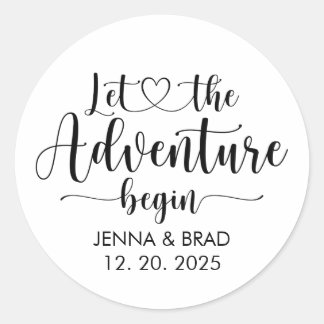 Wedding Let The Adventure Begin Classic Round Sticker