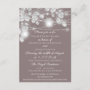 Wedding Lights Jars Glitter Grey Silver Brown Invitation