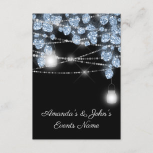 Wedding Lights Jars Rustic Glitter Blue Black Invitation