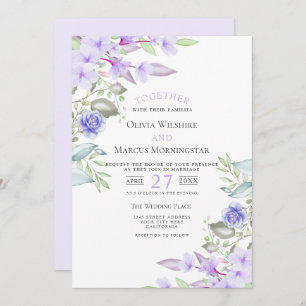 Wedding Lilac and Pink Garden Flowers Invitation