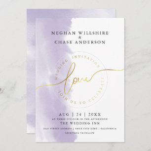 WEDDING Lilac Violet Watercolor Invitation
