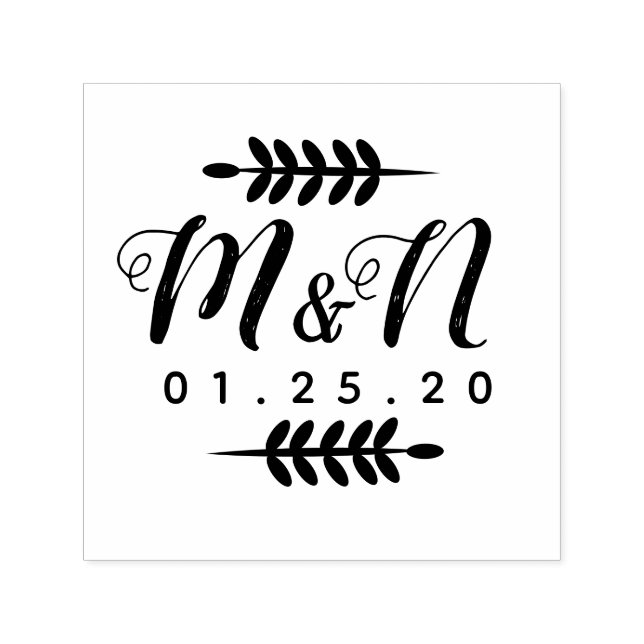 Wedding Logo Branch Ornament Greenery Ornament B Self-inking Stamp (Design)