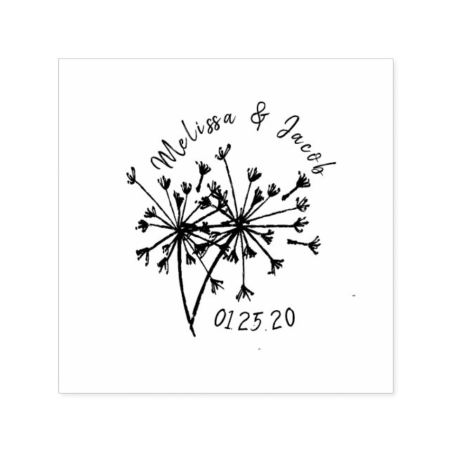Wedding Logo Dandelion Greenery Hand Drawn Self-inking Stamp (Design)