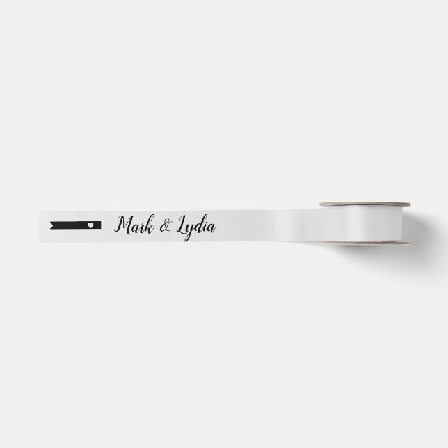 Wedding Logo Favour Heart Bar Satin Ribbon (Front)