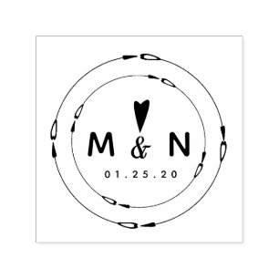 Wedding Logo Heart Double Circular Couples Name Self-inking Stamp